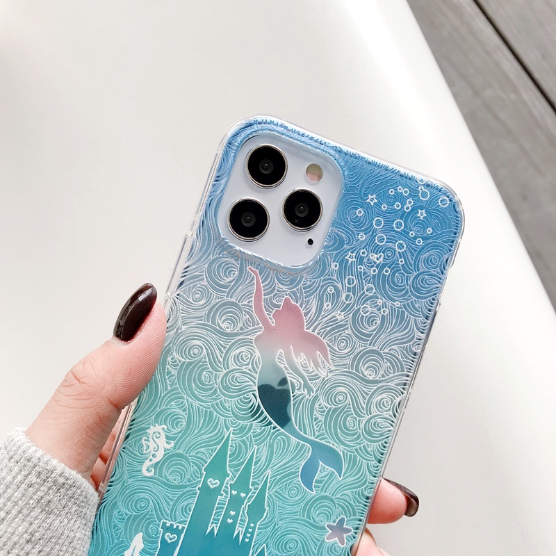 Ốp Điện Thoại Đệm Khí Chống Rơi In Hình Nàng Tiên Cá / alice Cho iPhone 7 8 Plus X XS XR 12 11 13 14 Pro Max