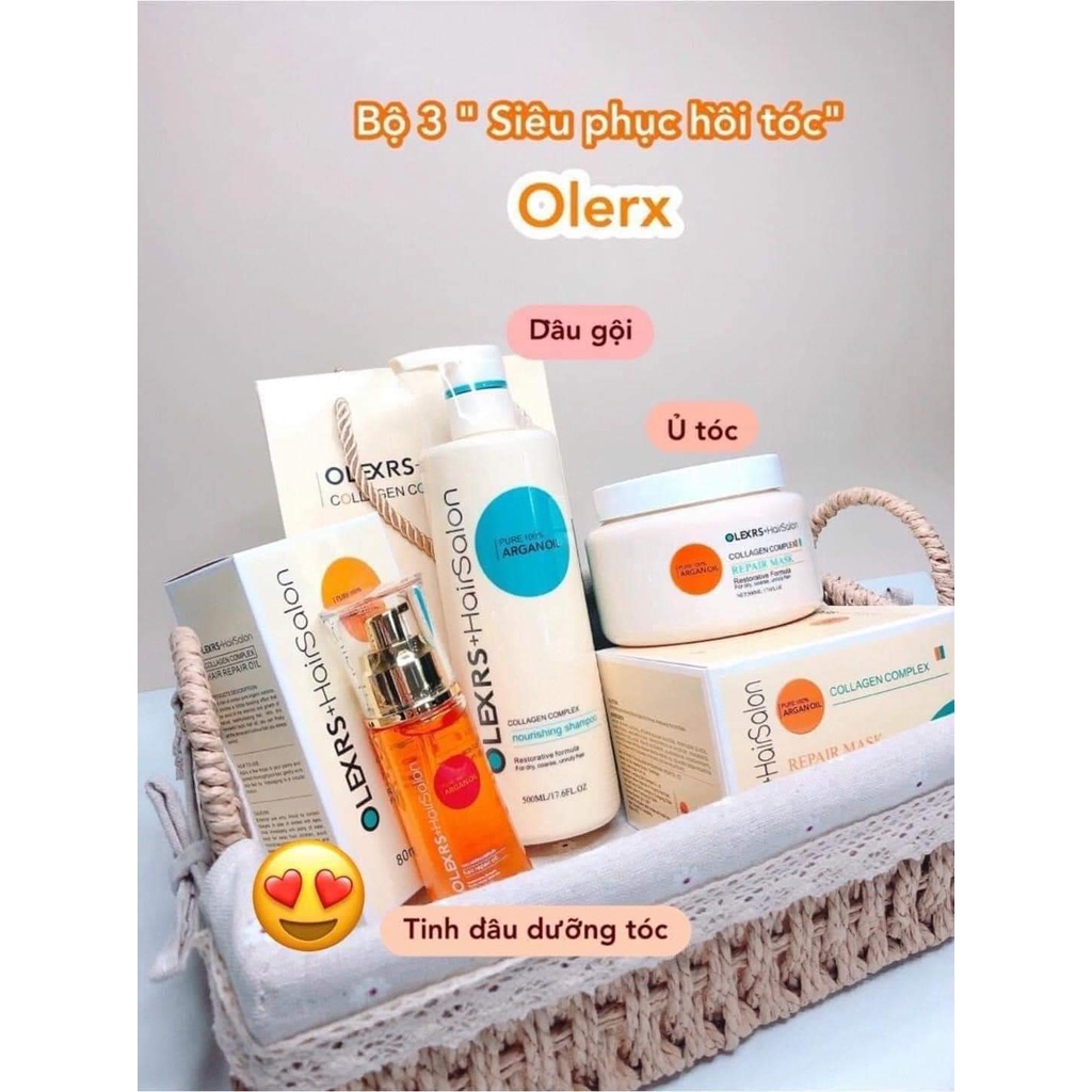 Bộ sản phẩm gội xả và ủ dưỡng tóc Olexrs Hair Salon giảm tóc xơ, tóc hư tổn - CO147