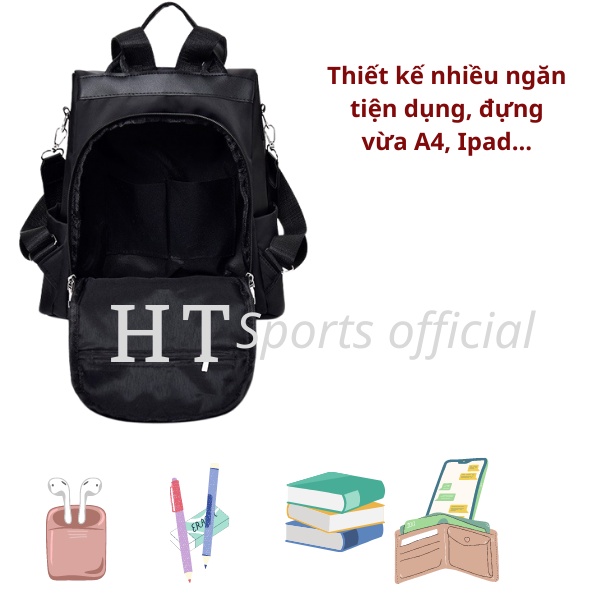 Balo nữ thời trang Hàn Quốc HT Sports chất liệu cao cấp chống thấm nước, bền đẹp đi học đi chơi