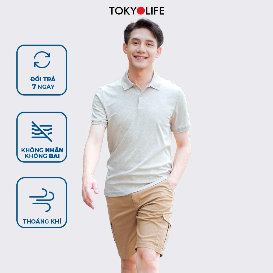 Áo Polo Nam GOLD phông cộc tay, cổ kẻ chéo, vải cotton kháng khuẩn TOKYOLIFE I7POL806K