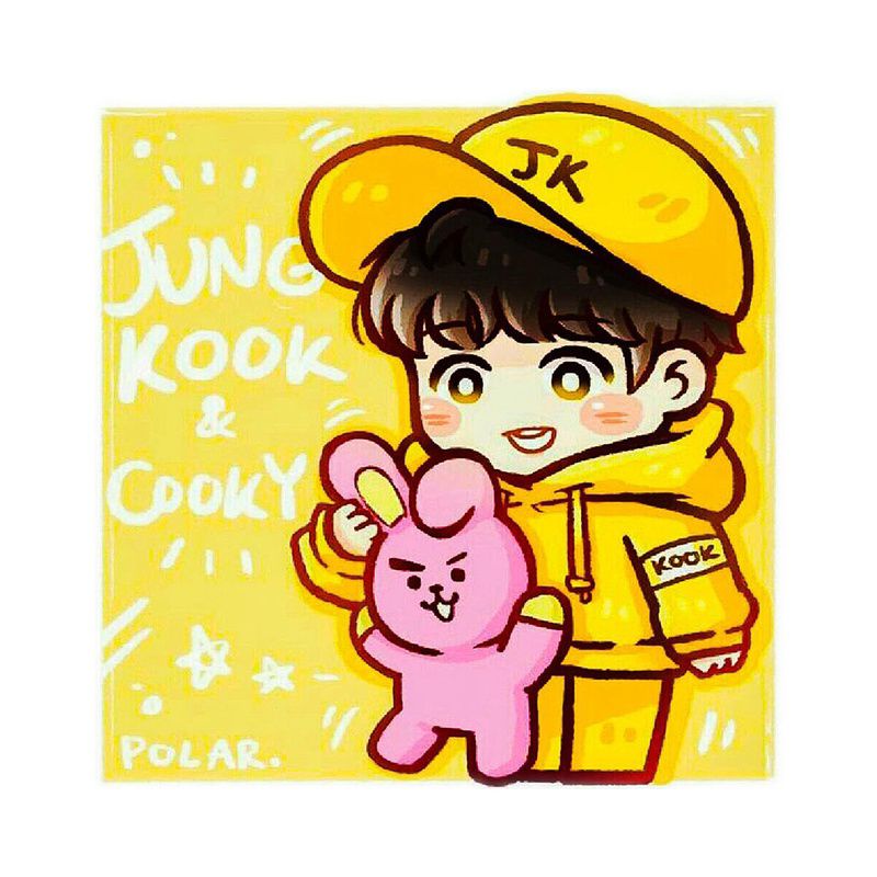 (có sẵn + sale) Tranh tô màu số hoá chibi Jungkook BTS size 40*50cm