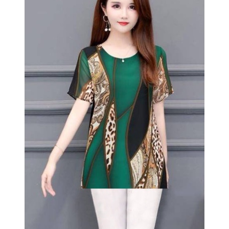 Áo Thun Tay Ngắn Dáng Rộng Vải Lụa Mát Phong Cách Phương Tây Thời Trang Mùa Hè Cho Nữ