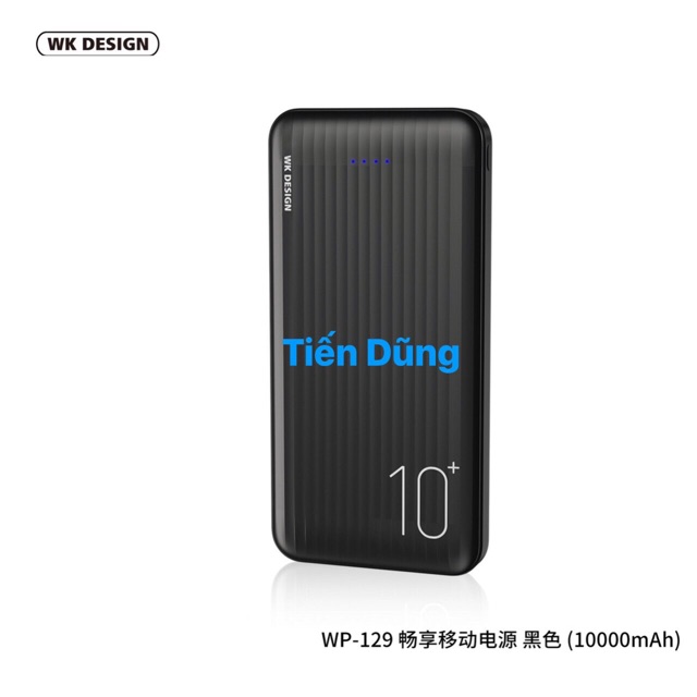 Pin Sạc Dự Phòng WK Chính Hãng WP-129 10.000 mAh 2 Cổng USB Pin WK DESIGN WP129 chính hãng