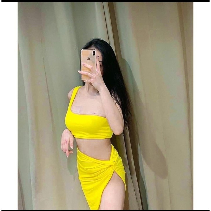 [ HÀNG CÓ SẴN ] Bikini đồ bơi đi biển hai mảnh sét 3 món lệch vai sang chảnh nhiều màu (5 màu) VATIXA BKN61