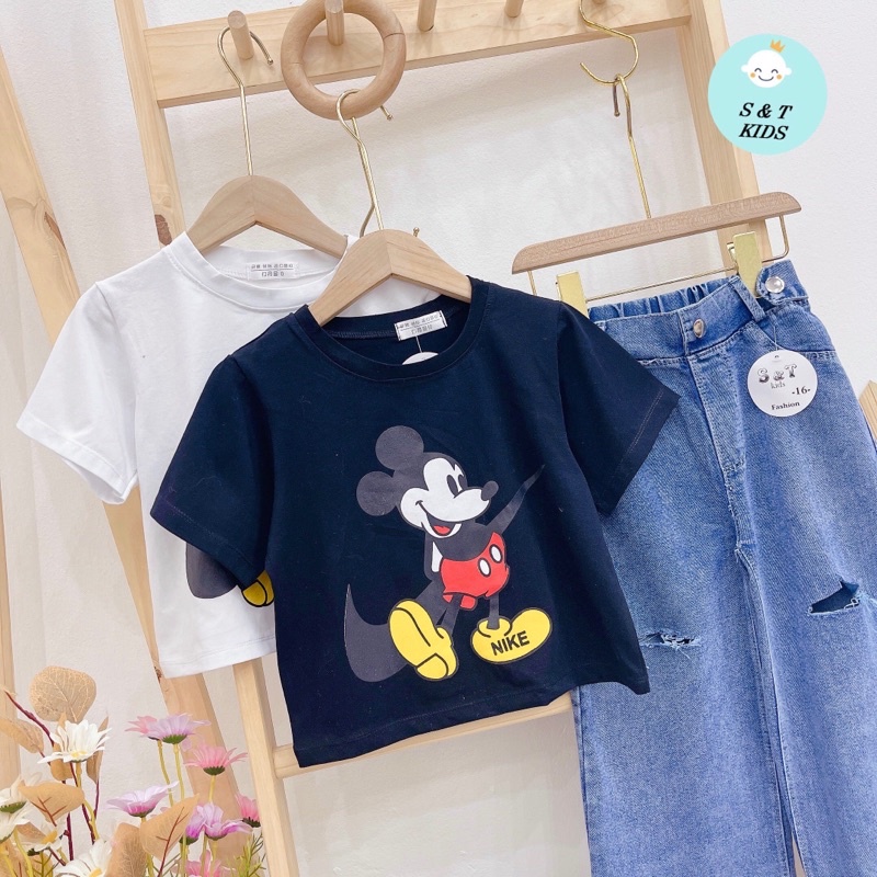 Bộ bướ m hồng black pink quần jean xuông cực phong cách cho bé gái - BBQJX