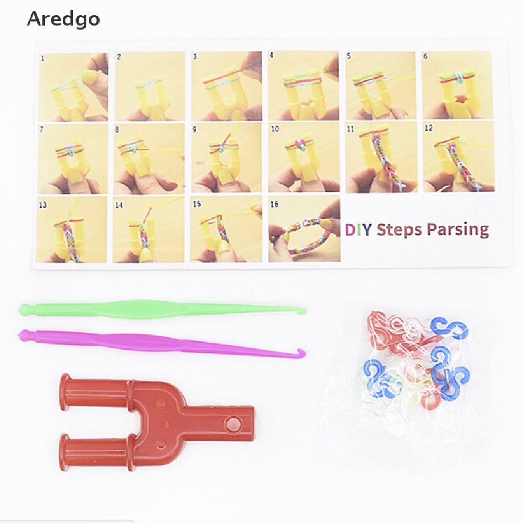 Bộ 500 dây cao su 12 màu kèm kim và dụng cụ hỗ trợ làm vòng tay DIY