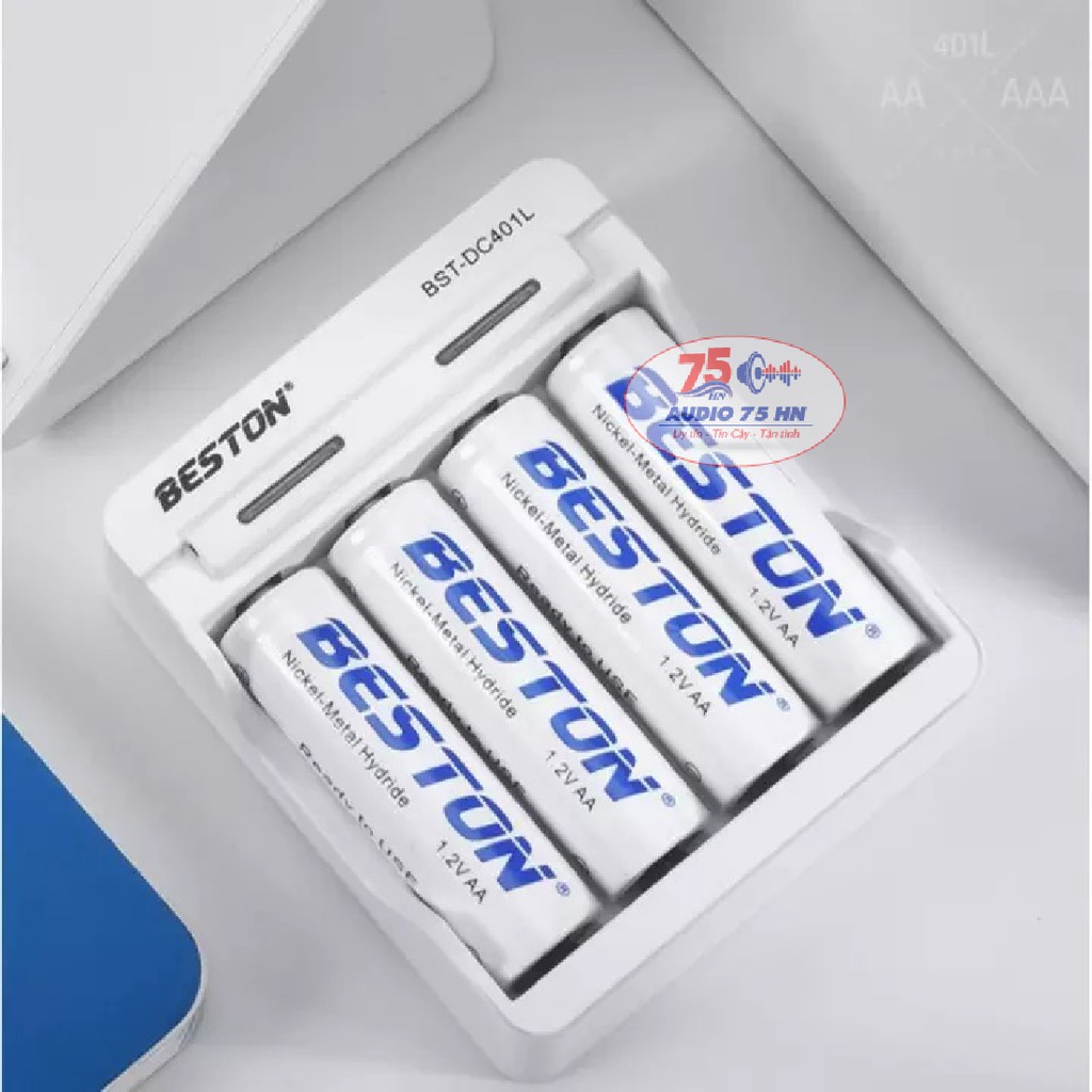 Bộ sạc pin AA/AAA Beston DC401L tự ngắt hàng chính hãng - Có bán kèm pin Beston AA 1200mAh, 3000mAh, 3300mAh