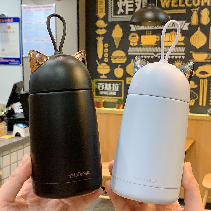 Bình giữ nhiệt tai mèo Hello dream dễ thương dung tích 330ml inox 304 giữ nhiệt 15h
