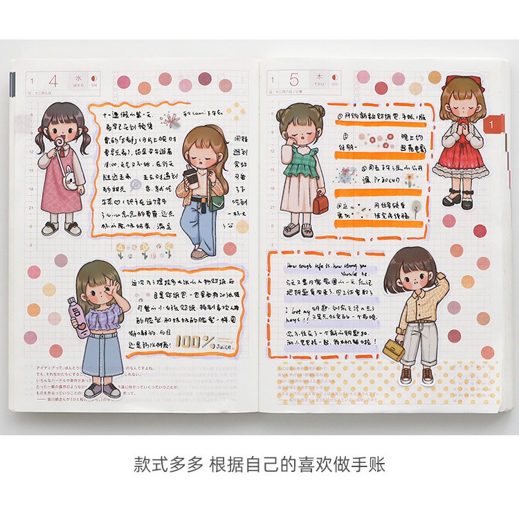 Bộ Sticker cô nàng, chàng trai cá tính - Nhãn dán stick trang trí sổ, album, nhật ký Vpp Tuệ Minh