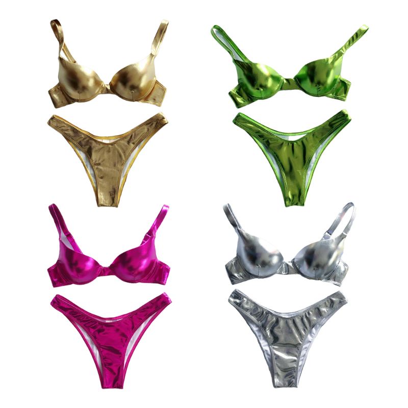 Bộ bikini hai mảnh màu sắc ánh kim gợi cảm cho nữ