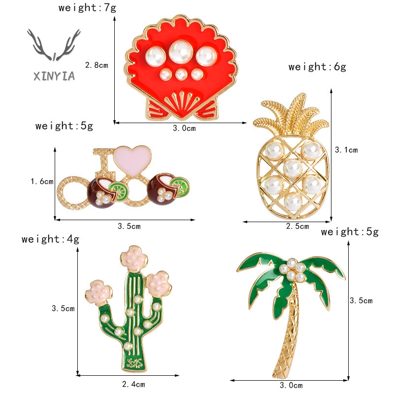 Cài áo hình cây/động vật hoạt họa đính ngọc trai dễ thương