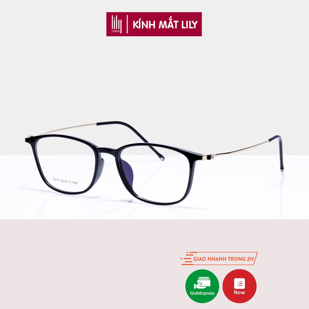 Gọng kính cận nữ Lilyeyewear mắt vuông bo tròn càng kính kim loại thanh mảnh nhẹ nhàng 1209