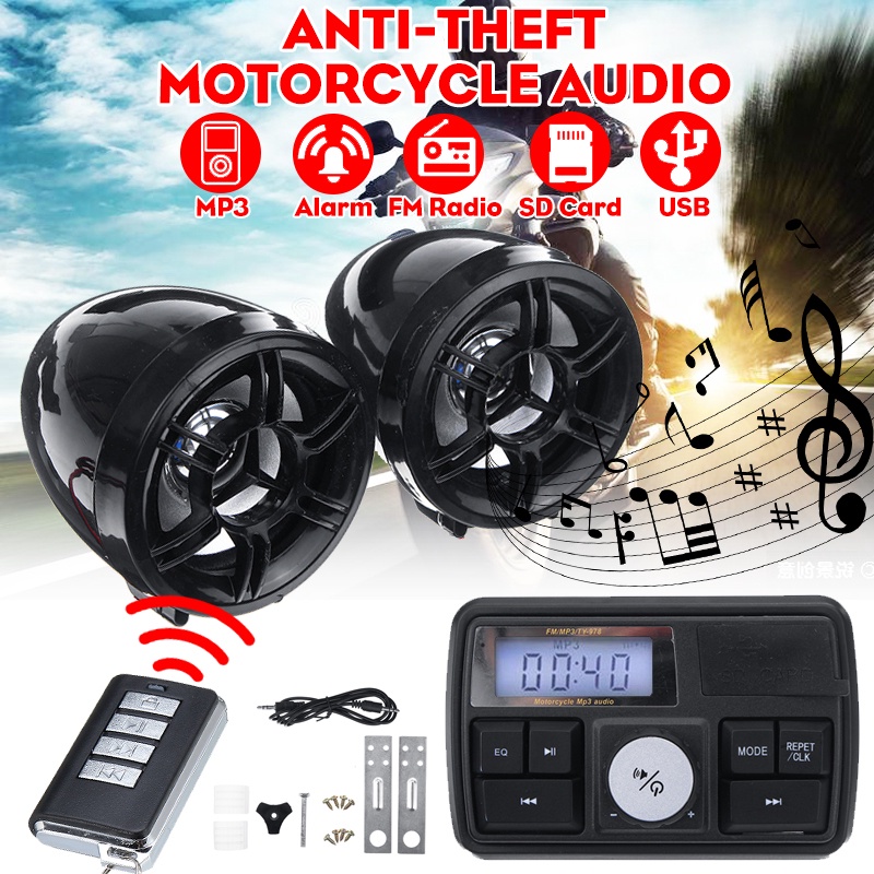Máy Nghe Nhạc MP3 / Đài FM / Báo Động Chống Trộm Chống Nước Điều Khiển Từ Xa
