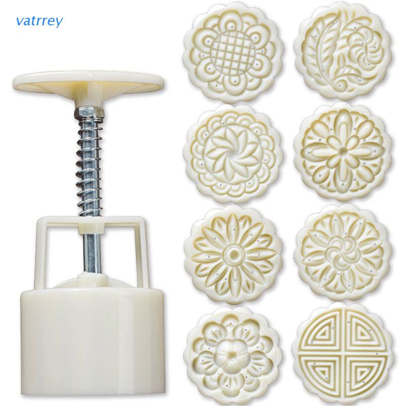 Set 8 Khuôn Nhấn Tay Làm Bánh Trung Thu Diy 75g