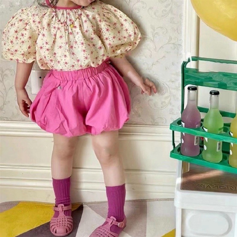 Set Áo Tay Phồng Ngắn Cổ Tròn + Quần Short Thời Trang Mùa Hè Phong Cách Hàn Quốc Cho Nữ