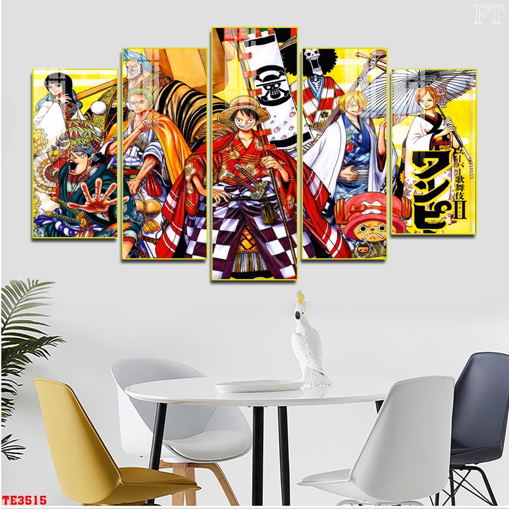 Tranh dán tường one piece, anime -  bộ 5 tranh ghép dán tường MELYHOME