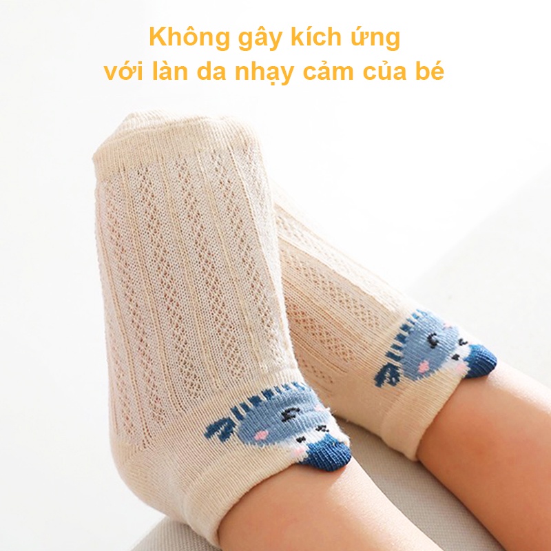 Tất cho bé gái và bé trai 0-3 tuổi Baby-S, Set 5 tất lưới cho bé hình thú ngộ nghĩnh - ST022