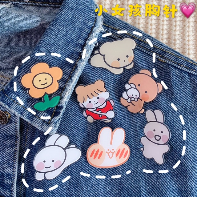 Sticker ghim cài áo balo hình hoạt hình dễ thương phong cách Hàn Quốc - 901
