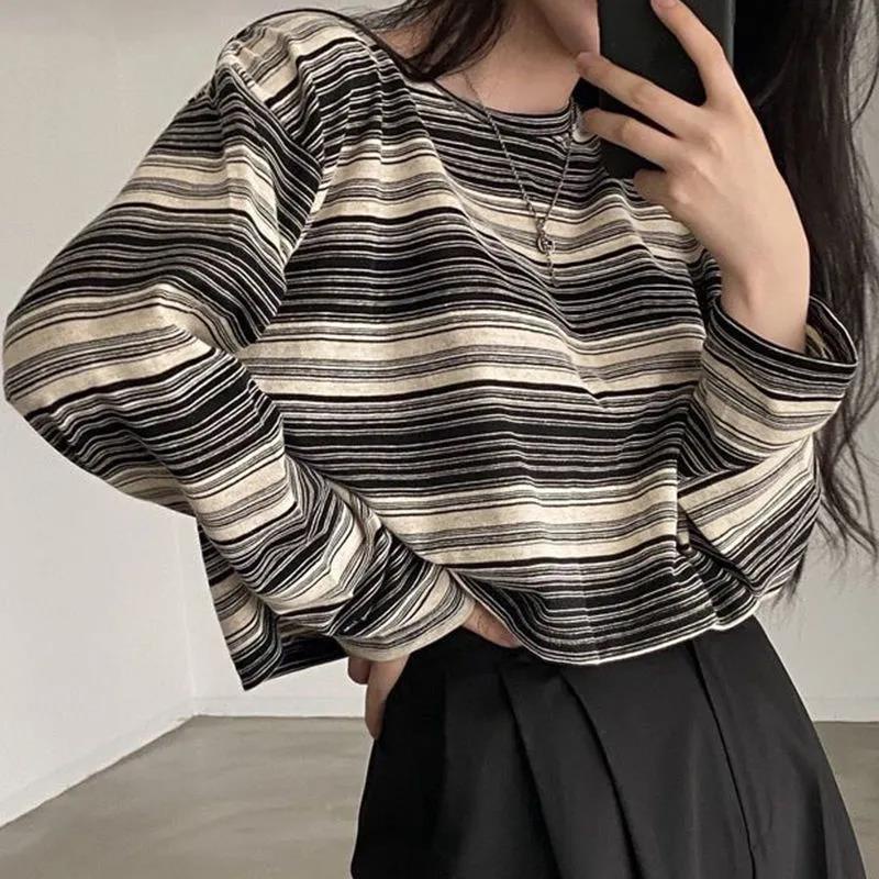 Áo Thun Nữ Tay Dài Dáng Rộng Họa Tiết Màu Nhuộm Phong Cách Hàn Quốc áo phông nữ JL-TX-82