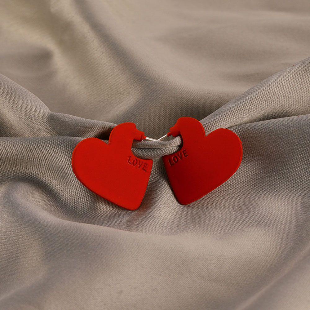 JARRED Bông Tai HìNh TráI Tim MàU Đỏ Dễ Thương