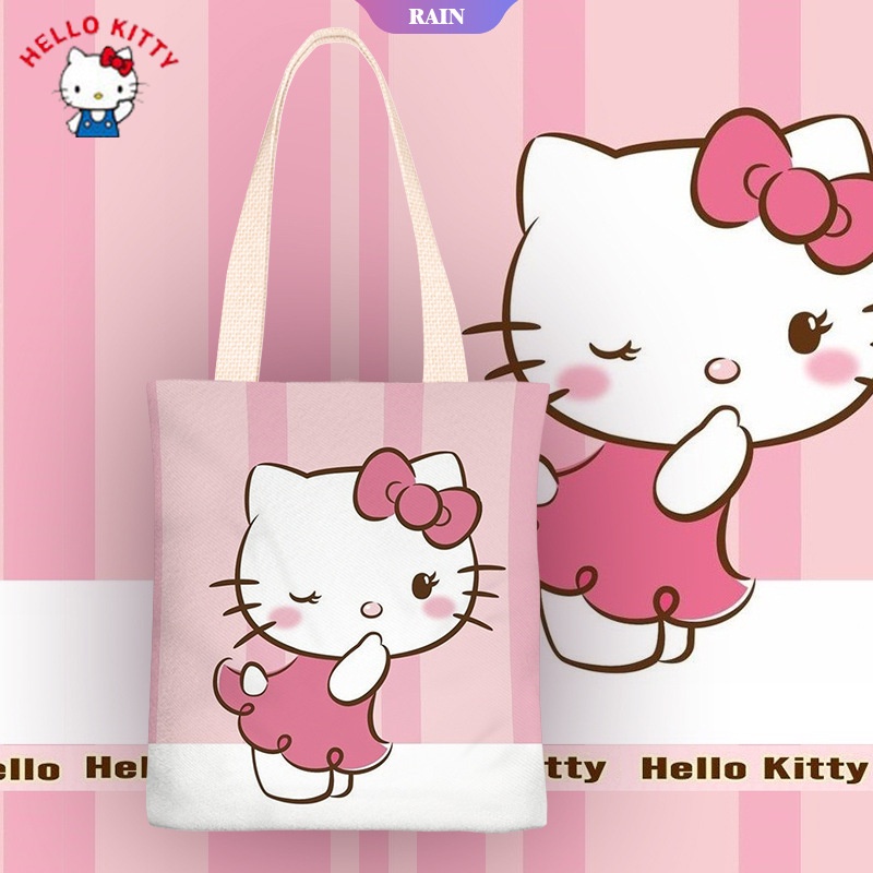 SANRIO Túi Xách Đeo Vai Bằng Vải Canvas 38Cm In Hình Hoạt Hình Dễ Thương Dành Cho Nữ