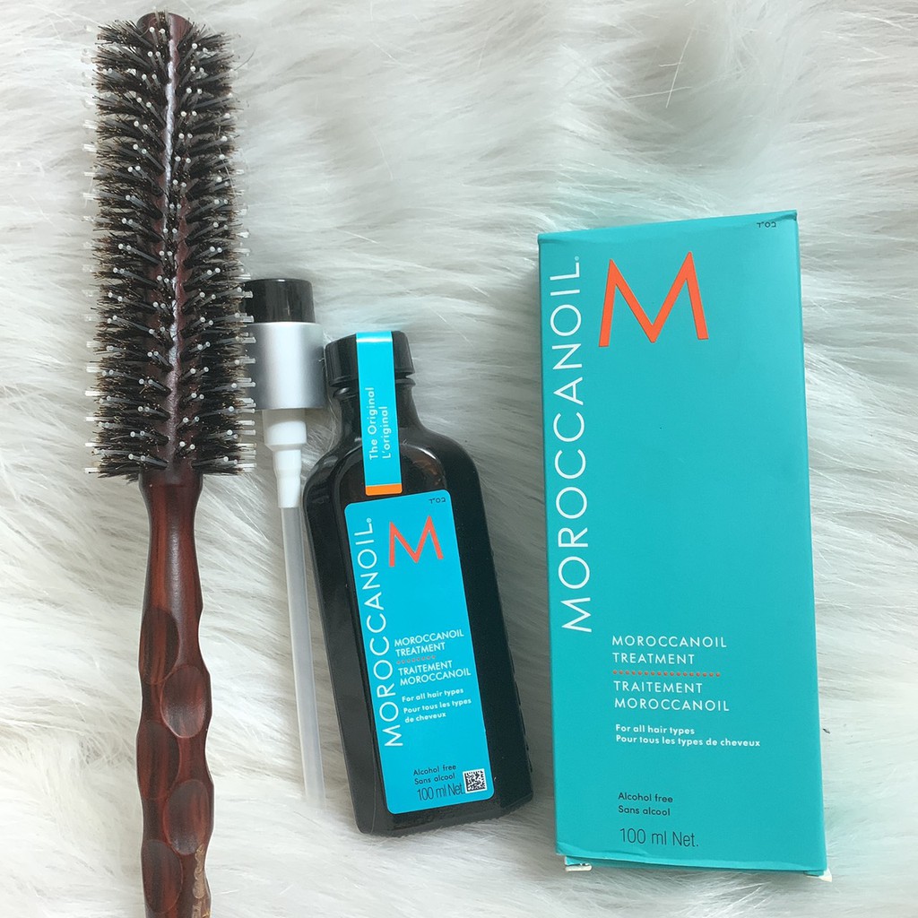 (Tặng tinh dầu dưỡng tóc Moroccanoil Treatment) Lược Gỗ Tròn Sấy Tóc Xoăn Cụp(0963305591)