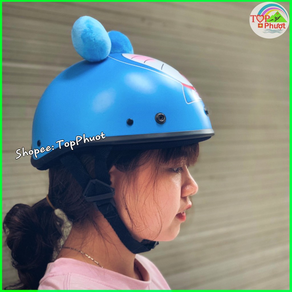 Nón bảo hiểm nửa đầu hình Doremon có tai - Mũ đạt chuẩn chất lượng của Việt Nam