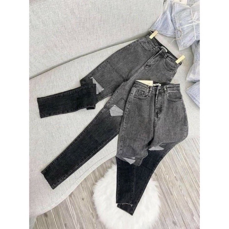 Quần bò ôm loang đen + xanh