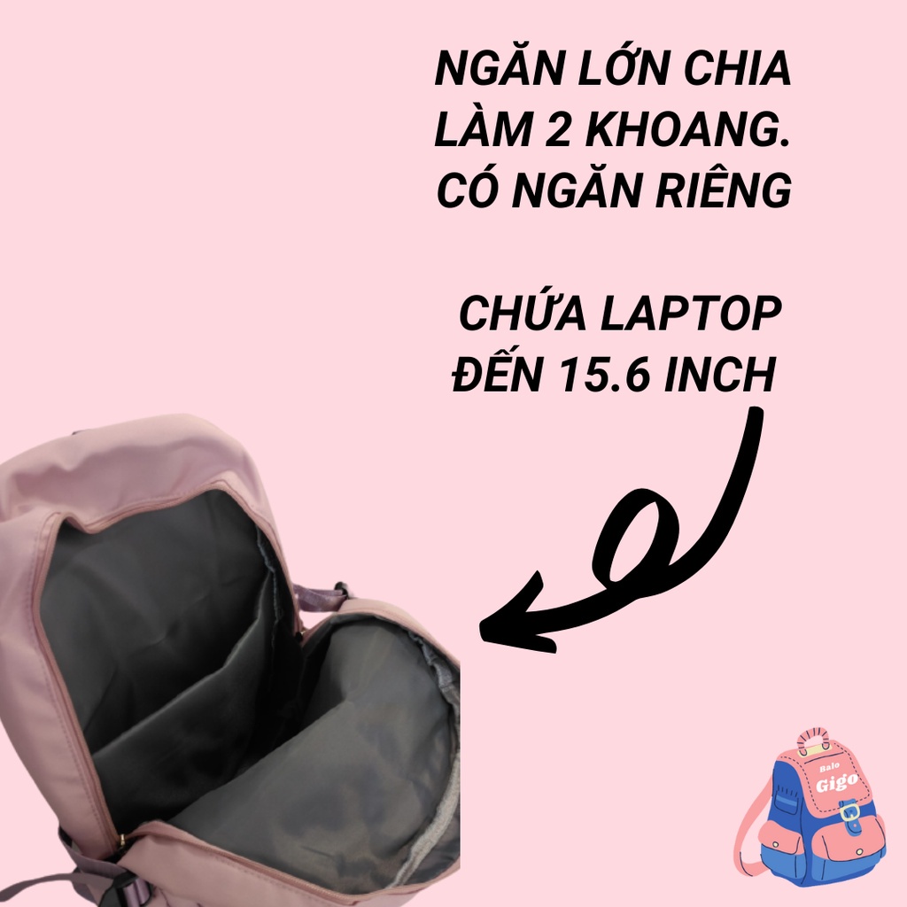 Balo đi học nữ 3 tầng chứa Laptop 15.6 inch cho học sinh cấp 3, sinh viên G214 - BaloGigo