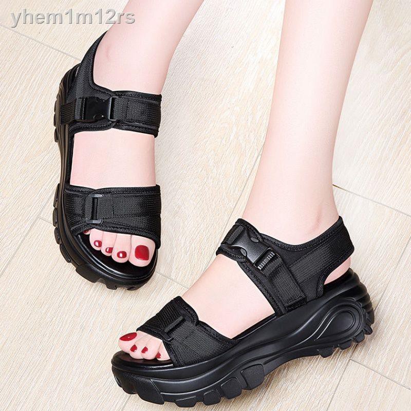 ♙❡Muffet Platform Sandals Thể thao Nữ Fairy Style 2021 New Summer Net Red Super Fire Flat Ladies Beach Shoes