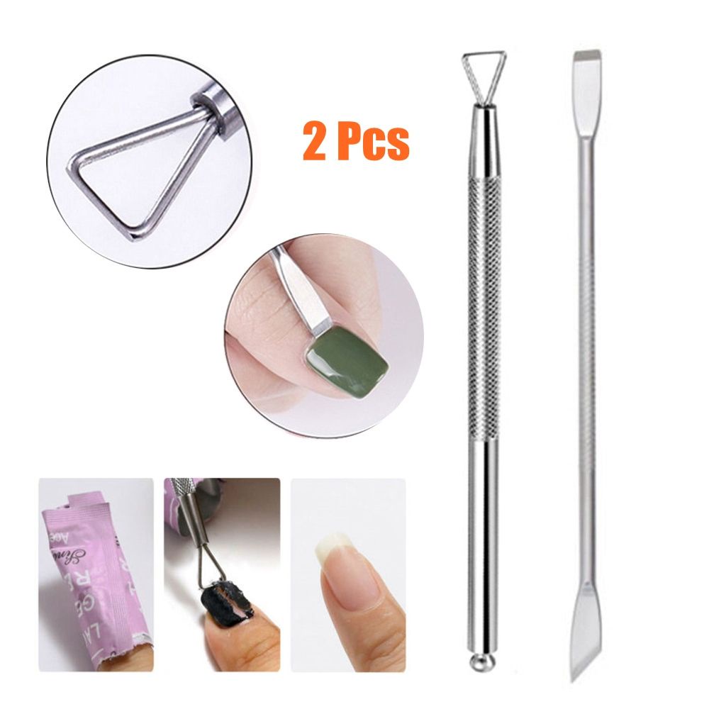 Bộ 2 Dụng Cụ Tẩy Sơn Móng Tay Hai Đầu Bằng Thép Không Gỉ Thời Trang<br>