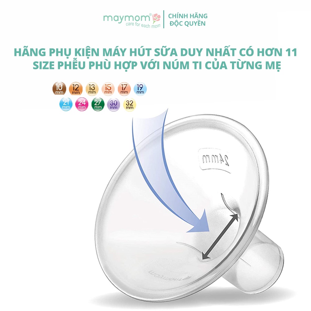 Phễu hút sữa Maymom chính hãng, phụ kiện thay thế dùng cho máy hút sữa Medela, Fatz, Avent, Spectra, Unimom