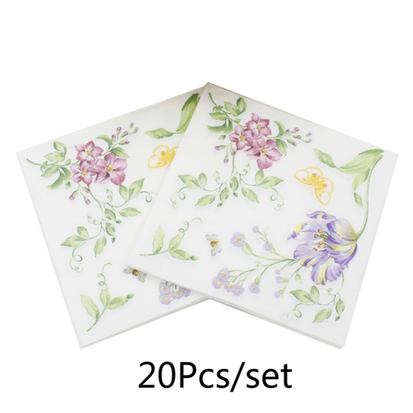 Set 20 Khăn Ăn In Hoa Hồng
