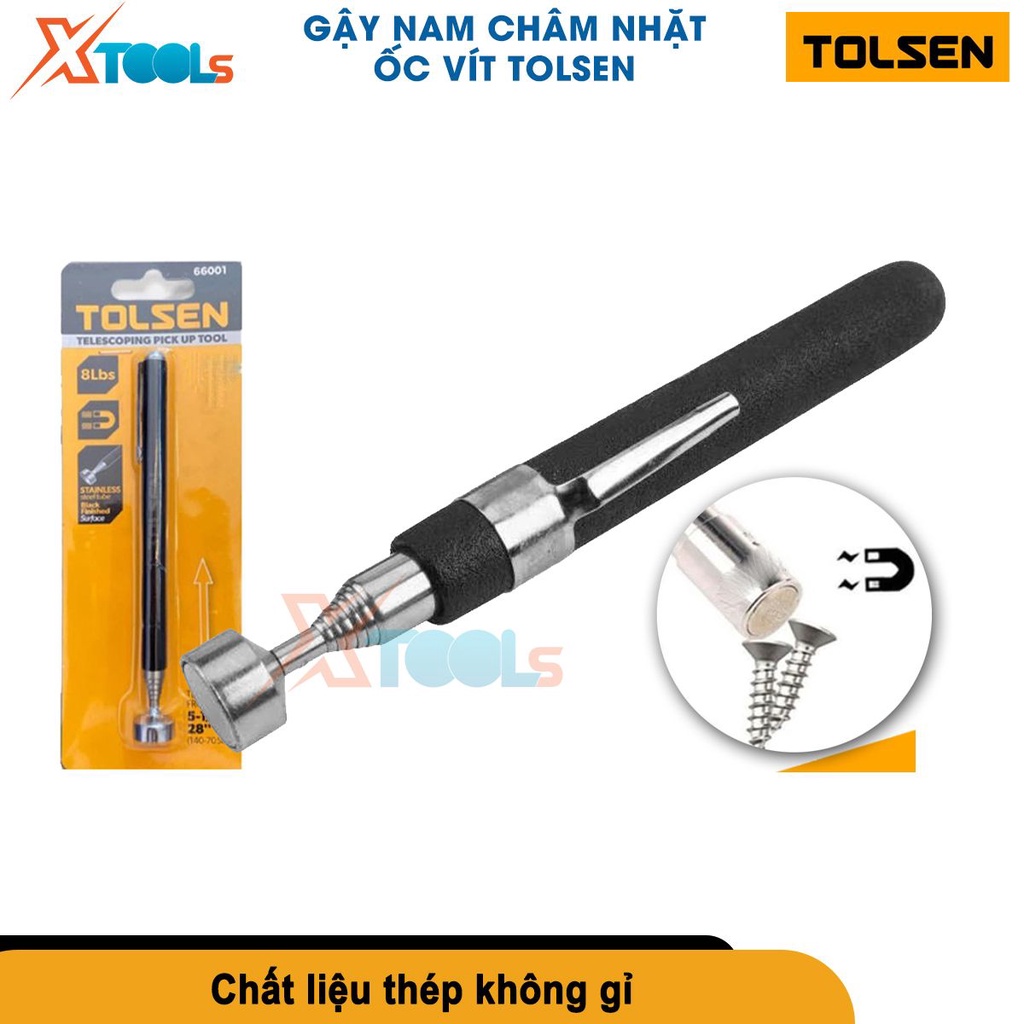 Cây nam châm nhặt ốc vít Tolsen gậy nam châm 64-70cm, thép không gỉ, hút đồ vật bằng kim loại