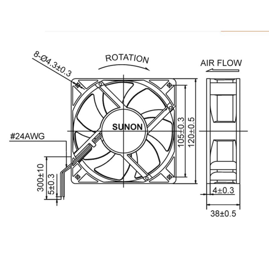 Quạt thông gió SUNON 12cm - 0.14A 220V