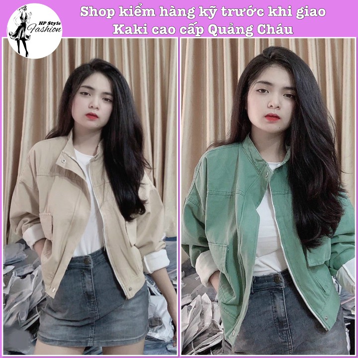 Áo khoác kaki nữ túi hộp mẫu trơn basic thời trang, K03