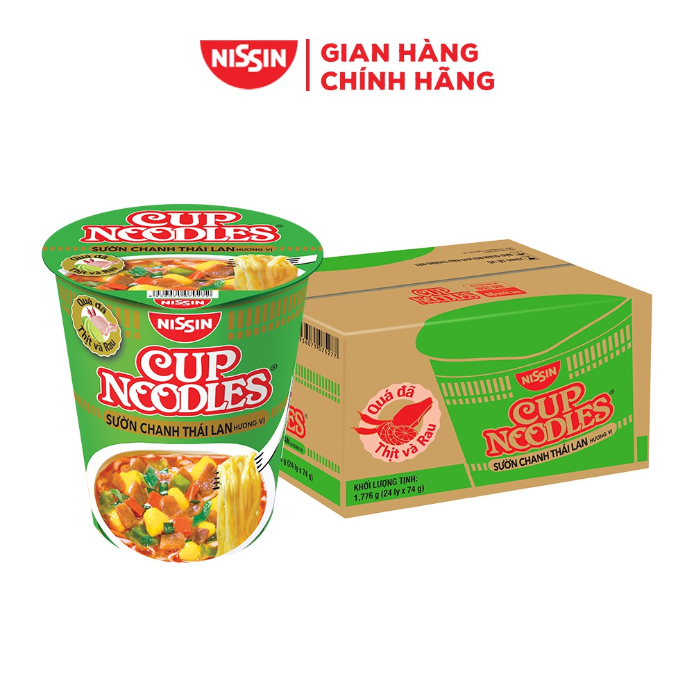 Thùng 24 Ly Mì Cup Noodles Hương Vị Sườn Chanh Thái Lan