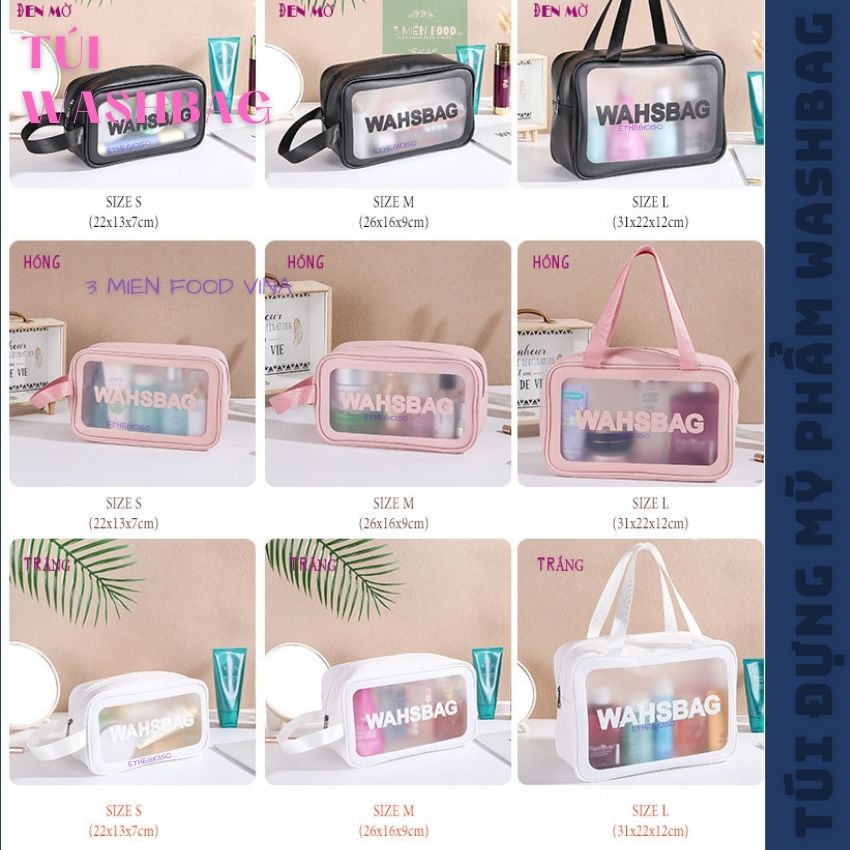 Túi đựng mỹ phẩm Washbag trong suốt có quai cao cấp,Túi đựng vật dụng cá nhân không thấm nước-3 MIEN FOOD VINA