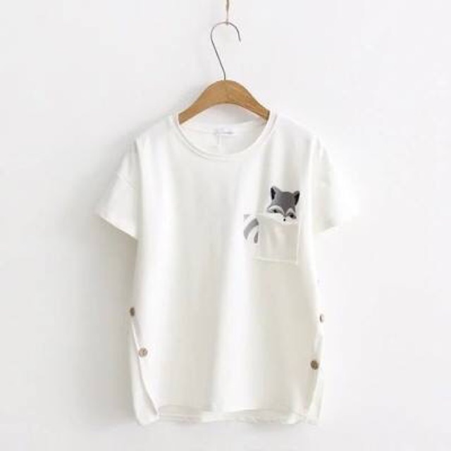 Áo thun nữ thêu hình cáo