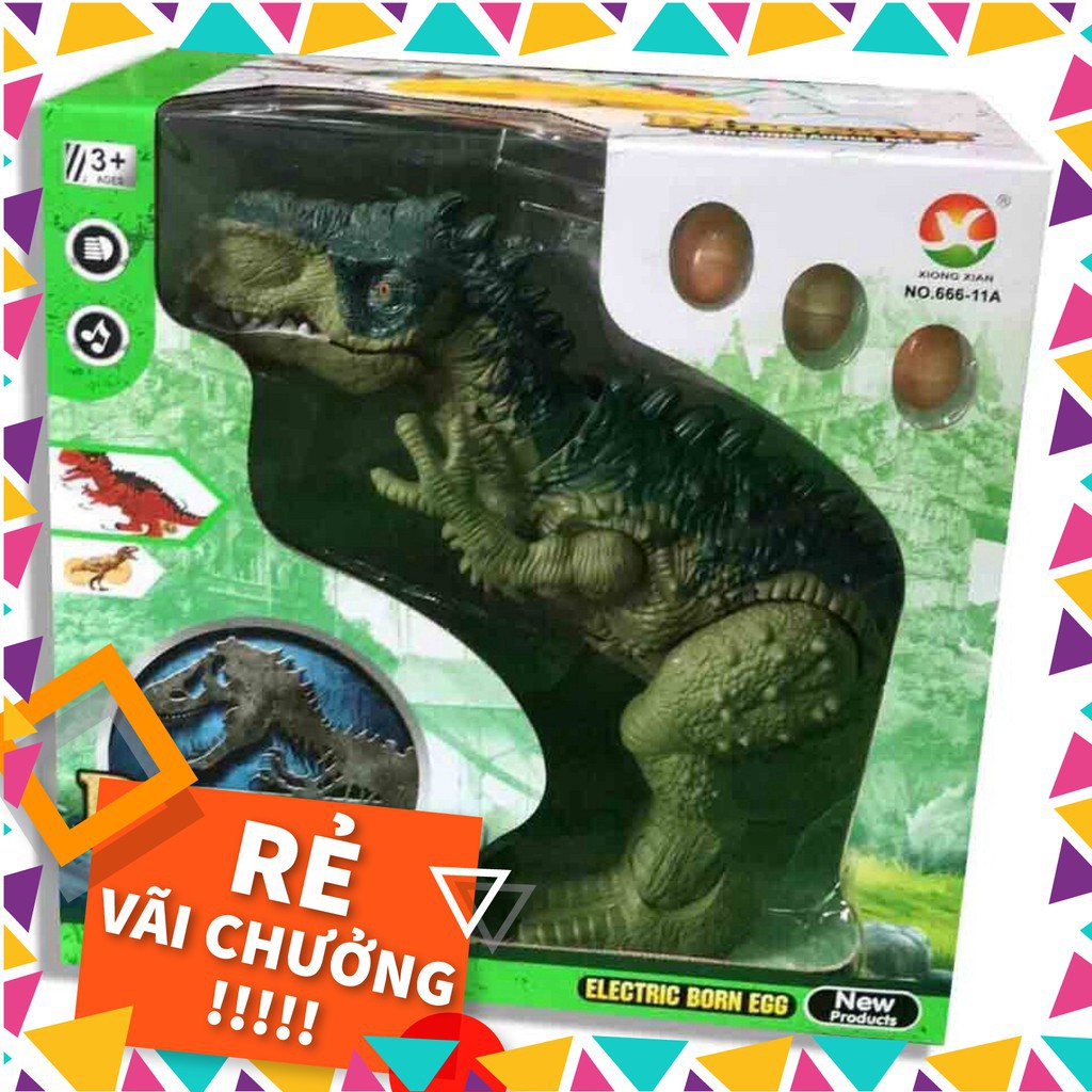 [tongkhotruongtien] Khủng long bạo chúa T-Rex sử dụng pin biết để trứng biết kêu biết đi 27x15x45cm 666-11a