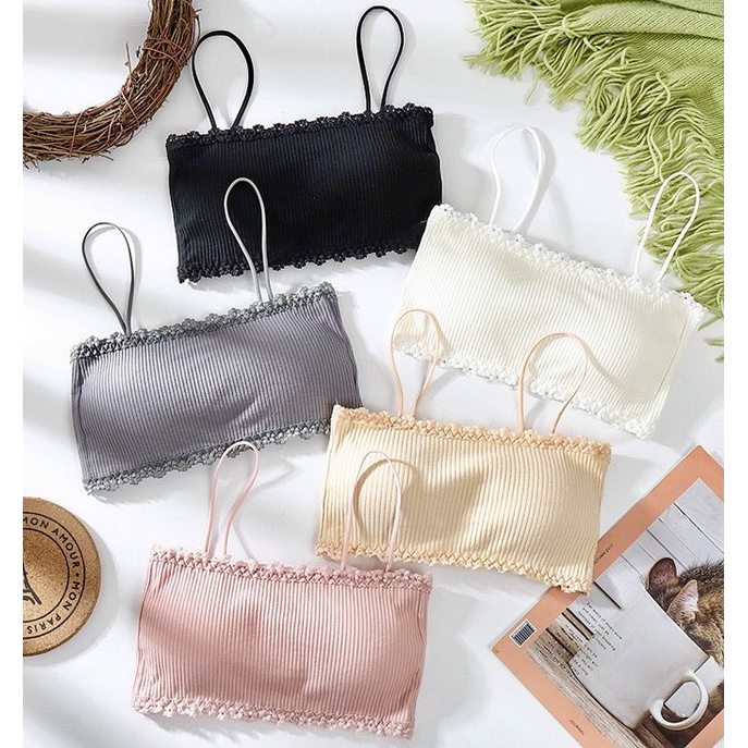 Áo Bra Gân Tăm 2 Dây Cài Sau Viền Ren Siêu Đẹp 8832