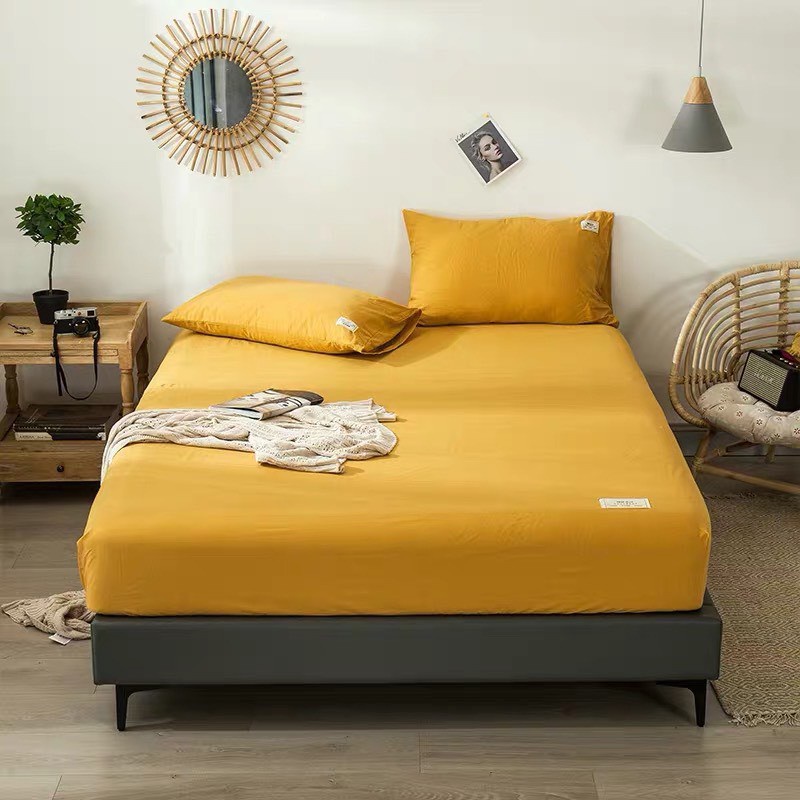 Bộ ga giường và vỏ gối cotton tici nhập khẩu cao cấp, ga gối cotton Hàn Quốc mềm mịn thoáng khí đủ size drap nệm