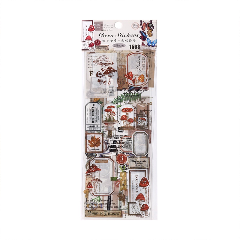 Set 3 Tờ Miếng Dán PET Cổ Điển Trang Trí Sổ Tay/Nhật Ký