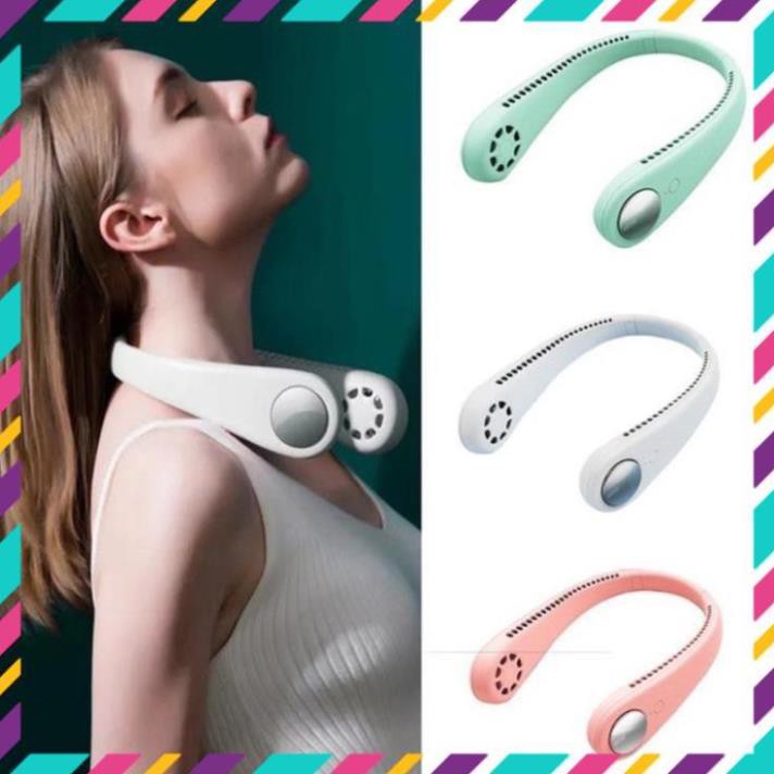 Quạt mini đeo cổ không cánh Parrot thổi rộng 360 độ mát mẻ dễ chịu, có thể sử dụng trong 10h_BH 12 tháng.
