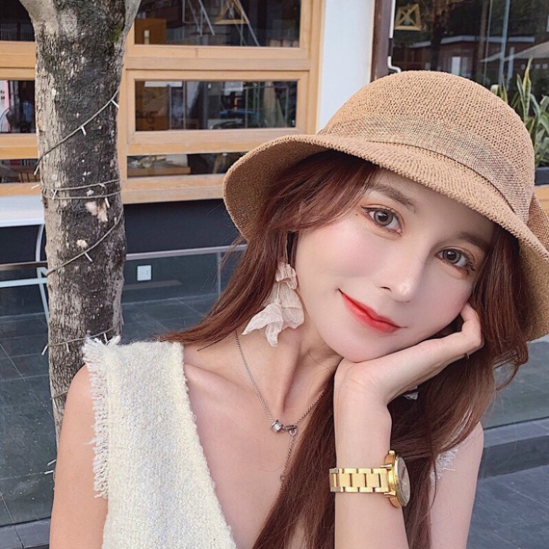 Mũ nữ thời trang vành nhỏ phong cách Hàn Quốc chất liệu cói Yukago SF879