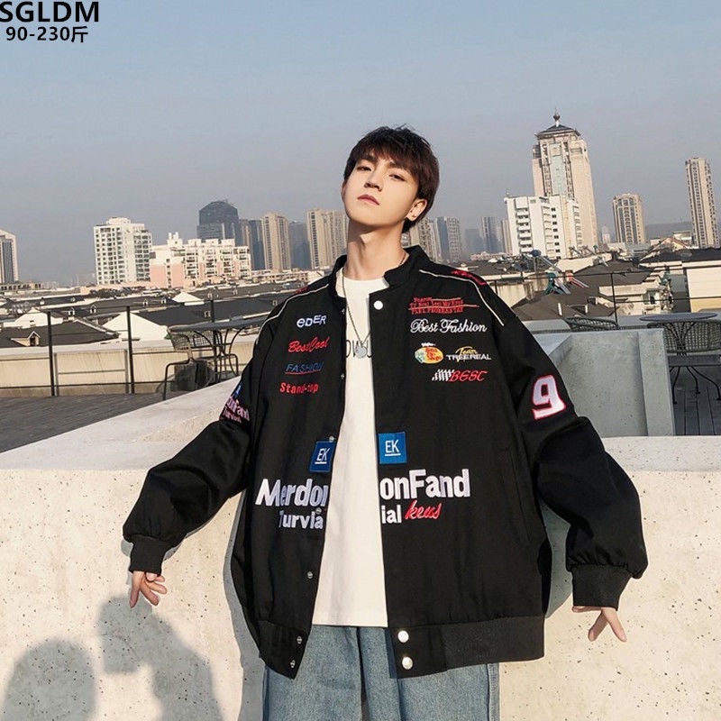Áo khoác bomber jacket varsity kaki nam nữ in hình + chữ cực chất phong cách Unisex