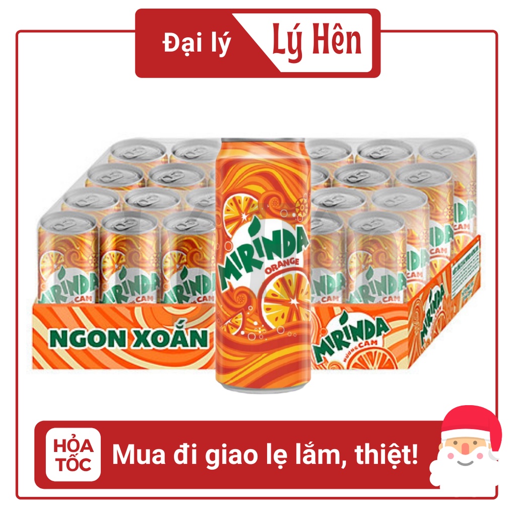 Thùng 24 Lon Nước Ngọt Có Gas Mirinda Hương Vị Cam Soft Drink Lon 330ml Date Luôn Mới