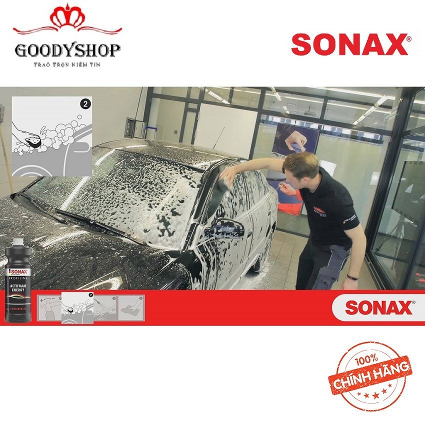 Nước Rửa Xe Bọt Tuyết SONAX 618300 PROFILINE ActiFoam Energy không gây hại cho bề mặt sơn của xe.GOODYSHOP