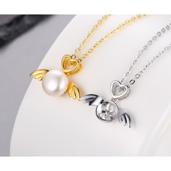 Mặt dây chuyền rỗng để đính hạt trai hình đôi cánh