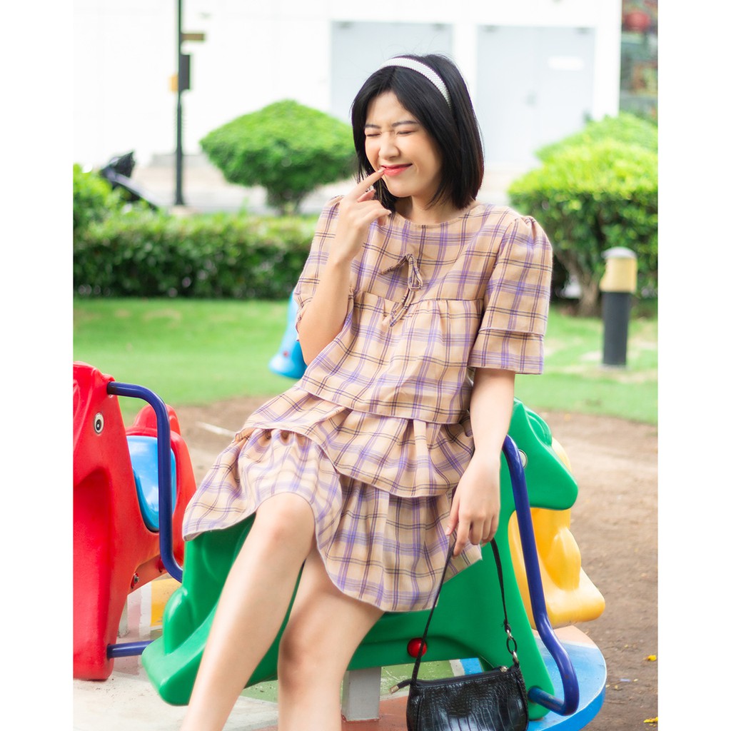 Đầm Babydoll Tầng Caro | BigBuy360 - bigbuy360.vn